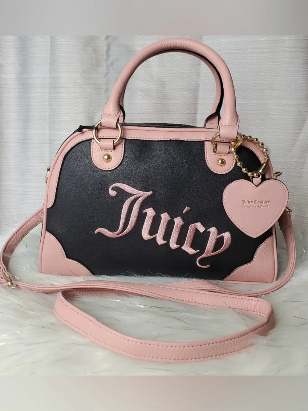 Juicy Couture  Satchel Liquorice Urban Heritage Bowler NEW Pink Black